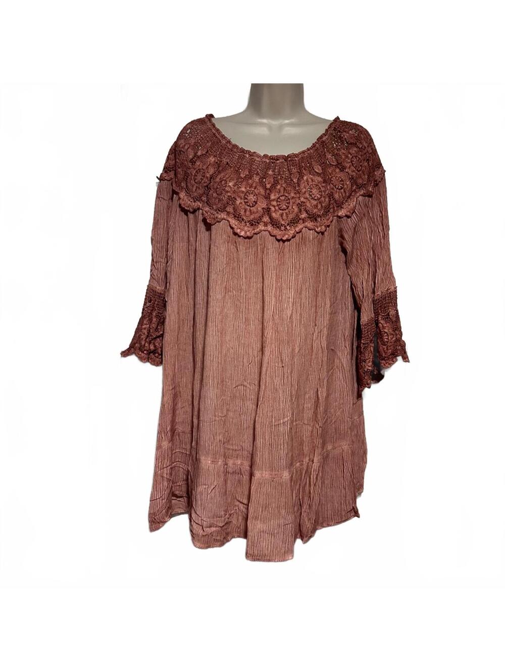 HYKU Boho Gauzy Lightweight Terra Cotta Tunic Coverup  Size Medium  New w/ Tags